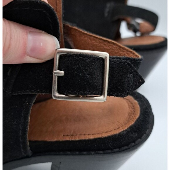 Frye Courtney Black Suede Peep Toe Heeled Booties Women's Size 9B - Picture 8 of 12